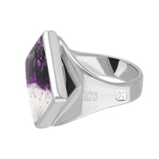 9ct White Gold Blue John Hallmark Small Rhombus Ring