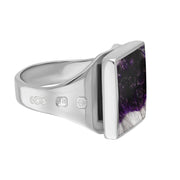 9ct White Gold Blue John Hallmark Small Square Ring