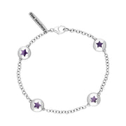 9ct White Gold Blue John Oval Star Detail Four Stone Bracelet, B796.