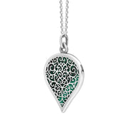 9ct White Gold Malachite Flore Filigree Large Heart Necklace. P3631._2