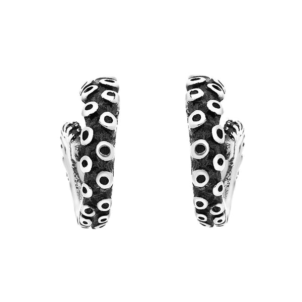 9ct White Gold Tentacle Curl Stud Earrings, E2461