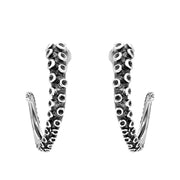 9ct White Gold Tentacle Hoop Earrings