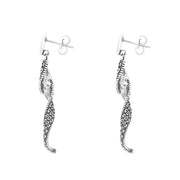 9ct White Gold Tentacle Twist Drop Earrings