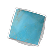 9ct White Gold Turquoise Hallmark Medium Rhombus Ring. R607_FH.