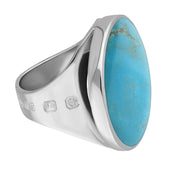 9ct White Gold Turquoise Hallmark Medium Round Ring