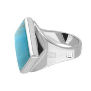 9ct White Gold Turquoise Hallmark Small Rhombus Ring