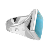 9ct White Gold Turquoise Hallmark Small Rhombus Ring