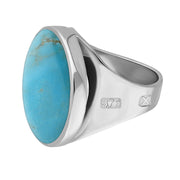 9ct White Gold Turquoise Hallmark Small Round Ring