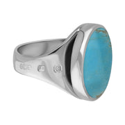 9ct White Gold Turquoise Hallmark Small Round Ring