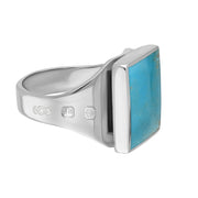 9ct White Gold Turquoise Hallmark Small Square Ring