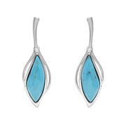 9ct White Gold Turquoise Open Marquise Drop Earrings, E2437