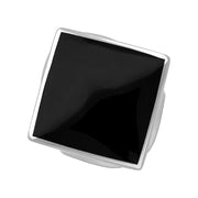 9ct White Gold Whitby Jet Hallmark Medium Rhombus Ring, R607_FH.