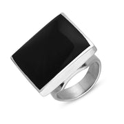 9ct White Gold Whitby Jet Hallmark Medium Square Ring, R604_FH.