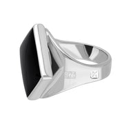 9ct White Gold Whitby Jet Hallmark Small Rhombus Ring