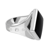 9ct White Gold Whitby Jet Hallmark Small Rhombus Ring