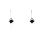 9ct White Gold Whitby Jet Heart Disc Drop Earrings