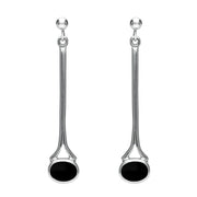 9ct White Gold Whitby Jet Long Drop Earrings E094