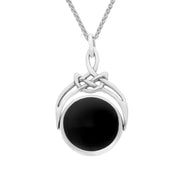 9ct White Gold Whitby Jet Blue John Round Swivel Fob Necklace, P258_12_2.