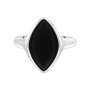 9ct White Gold Whitby Jet Wide Marquise Ring