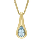 9ct Yellow Gold Aqua Marine Pendant Necklace D P487_AQCB.