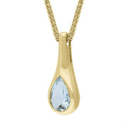 9ct Yellow Gold Aqua Marine Pendant Necklace D