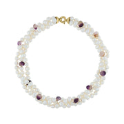 9ct Yellow Gold Blue John Freshwater Pearl Necklace D NUNQ0000747.