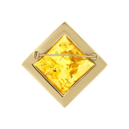 9ct Yellow Gold Amber Large Square Brooch, EUNQ0000021_2.