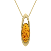 9ct Yellow Gold Amber Marquise Ellipse Necklace D