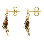 9ct Yellow Gold Amber Orange Owl Stud Earrings E2329