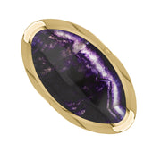 9ct Yellow Gold Blue John Hallmark Large Oval Ring. R013_FH.