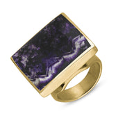 9ct Yellow Gold Blue John Hallmark Medium Square Ring. R604_FH.