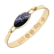 9ct Yellow Gold Blue John Hallmark Wide Oval Bangle, B020_FH