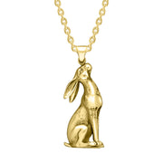 9ct Yellow Gold Moon Gazing Hare Necklace, P2576