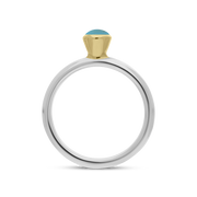 9ct Yellow Gold Sterling Silver Turquoise Stepping Stones 5mm Round Bezel Set Ring. R577_2
