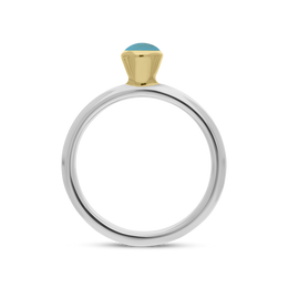 9ct Yellow Gold Sterling Silver Turquoise Stepping Stones 5mm Round Bezel Set Ring. R577_2