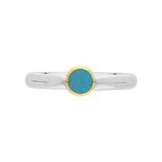 9ct Yellow Gold Sterling Silver Turquoise Stepping Stones 5mm Round Bezel Set Ring. R577_3