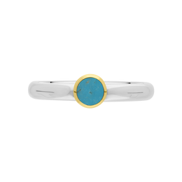 9ct Yellow Gold Sterling Silver Turquoise Stepping Stones 5mm Round Bezel Set Ring. R577_3