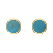 9ct Yellow Gold Sterling Silver Turquoise Stepping Stones 5mm Round Stud Earrings E1296