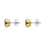 9ct Yellow Gold Sterling Silver Whitby Jet Stepping Stones 6x8mm Oval Stud Earrings E1298_2