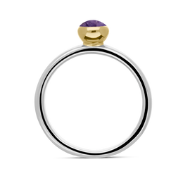 9ct Yellow Gold Sterling Silver Blue John Stepping Stones 5mm Round Bezel Set Ring R573_3