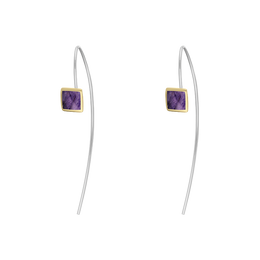 9ct Yellow Gold Sterling Silver Blue John Stepping Stones 5mm Square Hook Earrings E1302_2