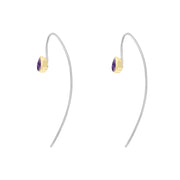 9ct Yellow Gold Sterling Silver Blue John Stepping Stones 5x7mm Pear Drop Hook Earrings E1301