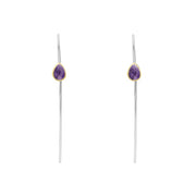 9ct Yellow Gold Sterling Silver Blue John Stepping Stones 5x7mm Pear Drop Hook Earrings E1301