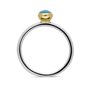 9ct Yellow Gold Sterling Silver Turquoise Stepping Stones 5mm Round Bezel Set Ring R573_2