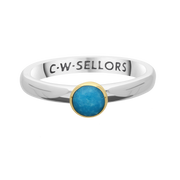 9ct Yellow Gold Sterling Silver Turquoise Stepping Stones 5mm Round Bezel Set Ring R573_3