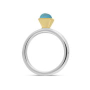 9ct Yellow Gold Sterling Silver Turquoise Stepping Stones 5mm Square Bezel Set Ring. R576_2