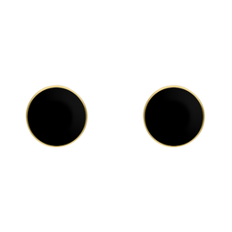 9ct Yellow Gold Sterling Silver Whitby Jet Stepping Stones Bead Cup Stud Earrings E1370