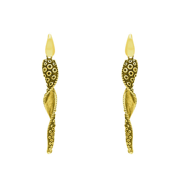 9ct Yellow Gold Tentacle Twist Drop Earrings, E2463