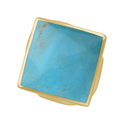 9ct Yellow Gold Turquoise Hallmark Medium Rhombus Ring. R607_FH.