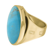 9ct Yellow Gold Turquoise Hallmark Medium Round Ring